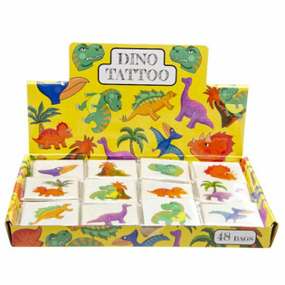 FUN TATTOOS - MODEL: DINOSAUR, Each pack 12x Tattoos (48 pcs.)