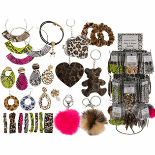 **MEGA CHEAP** COMPLETE ANIMAL PRINT DISPLAY WITH JEWELRY AND ACCESSORIES (180 pcs.)