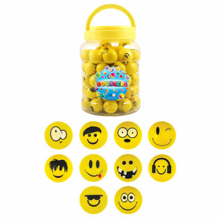 Smiley Funny Faces Bouncy Balls &Oslash;3.3cm in Display Tub (72 pcs)