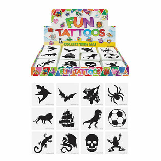 FUN TATTOOS - MODEL: BOYS, Packs of 12x Tattoos IN DISPLAY (48 pcs.)