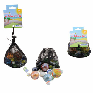 OUTDOOR FUN - MARBLES IN MARBLE BAG, 500 GRAMS (6 pcs)