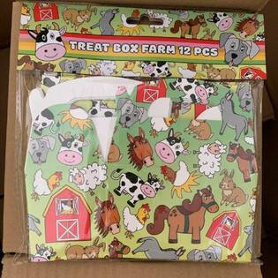 Farm Animals Treat & Party Favor Boxes - 12x12.5x6 cm (12 Pcs)