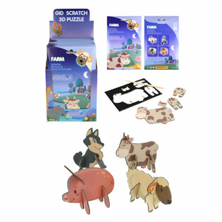 SCRATCH 3D PUZZLE - FARM ANIMALS DISPLAY (18 pcs)