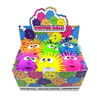 PUFFER BALL WITH EYES - 13CM - IN DISPLAY (12 pcs)
