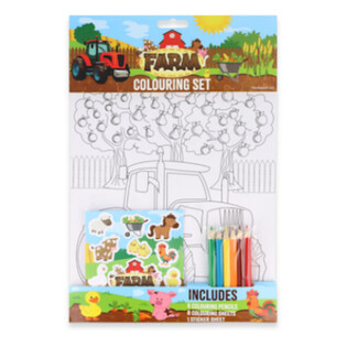 Large Farm Coloring Set - Includes Pencils and Stickers (12 pcs.)
