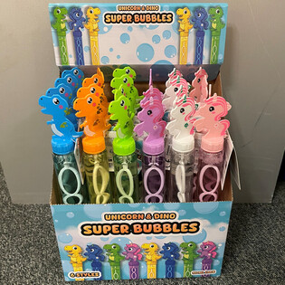 Unicorn & Dinosaur Bubble Wands - 120ml - 24 Pieces