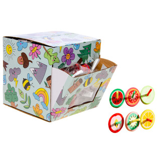 Wooden Spinning Tops with Fruit Print - Display (42 pcs)
