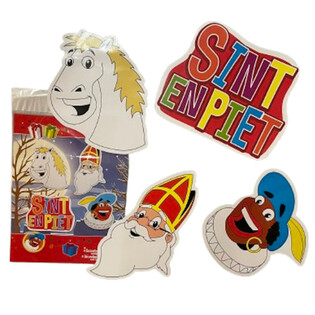 SINTERKLAAS SINT & PIET - 4-PIECE DOUBLE-SIDED DECORATION SIGN SET (6 pcs.)