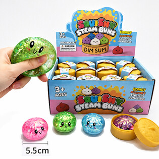 RAGE - Squishy GLITTER Bun Dumplings SMALL (Dim. 5.5 x 5.5 x 3 cm) - Viral 2026 Fidget Toy (24 pcs)