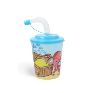 DRINKING CUP / ICE CREAM CUP WITH STRAW &ndash; SEALIFE (12 pcs)